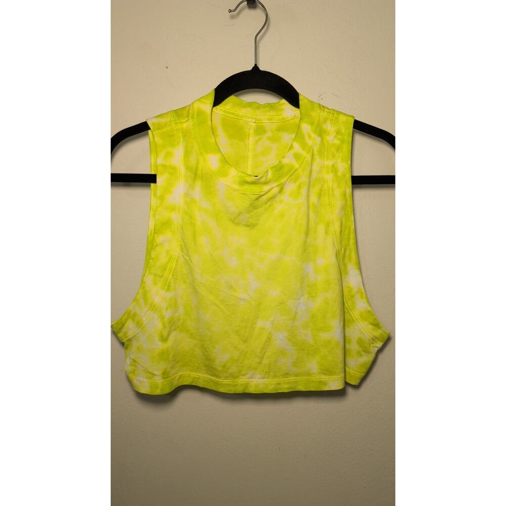 Lululemon All Yours Crop Tank Yellow Tie Dye Workout Gym Sporty Women's Size 8*